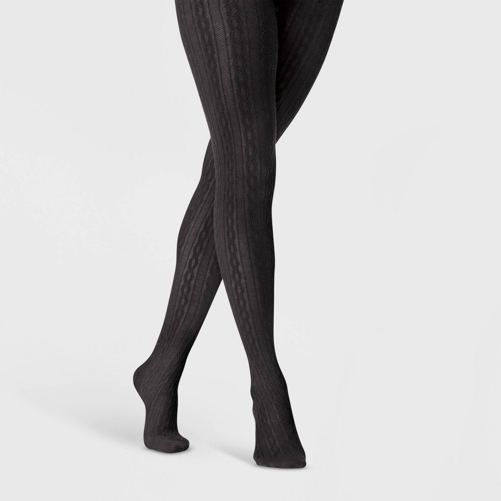 A New Day Cable Sweater Tights Black M L Cozy Stretch Ribbed Women NEW